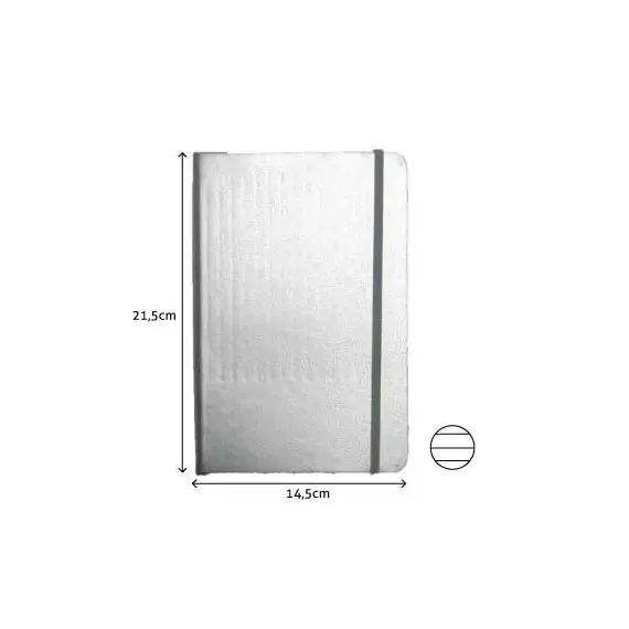 Bloco de Notas Pautado 21,5x14,5cm Semi Pele Cinza SMARTD | Loja BluePixel