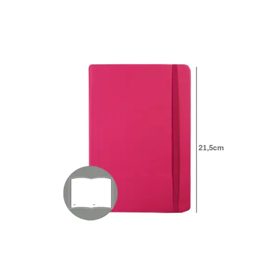 Bloco Notas Liso 21,5x14,5cm Semi Pele Rosa SMARTD | Loja online bluepixel.pt