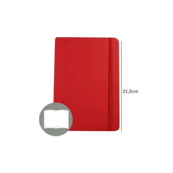 Bloco de Notas Liso 21,5x14,5cm Semi Pele Vermelho SMARTD | Loja online bluepixel.pt