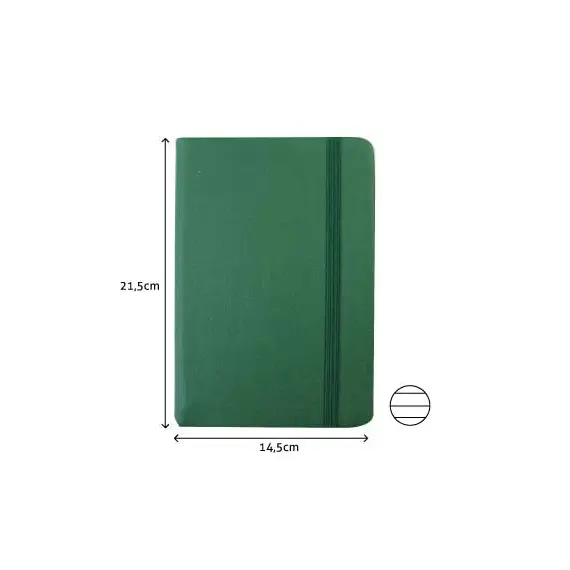 Bloco de Notas Pautado 21,5x14,5cm Semi Pele Verde SMARTD | Alta Qualidade