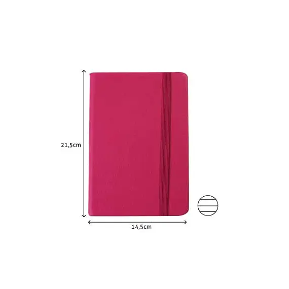 Bloco Notas Pautado 21,5x14,5cm Semi Pele Rosa SMARTD | Loja online bluepixel.pt