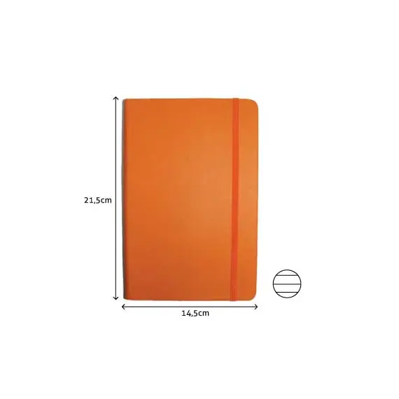 Bloco de Notas Pautado SMARTD 21,5x14,5cm Semi Pele Laranja - 116 Folhas | Loja BluePixel
