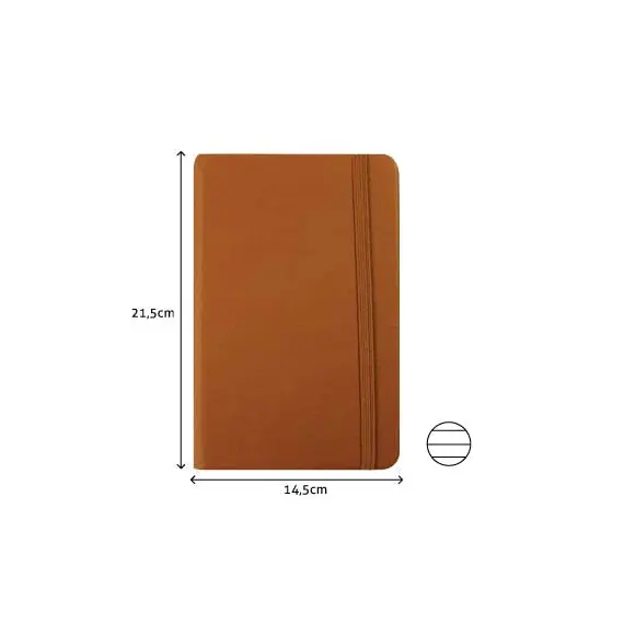 Bloco de Notas Pautado SMARTD 21,5x14,5cm Semi Pele Camel - Qualidade e Elegância