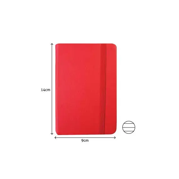 Bloco Notas Pautado 14x9cm Semi Pele Vermelho SMARTD | Papelaria de Qualidade