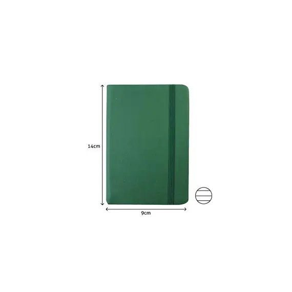 Bloco de Notas Pautado 14x9cm Verde Esmeralda SMARTD - Capa Semi Pele, Design Elegante