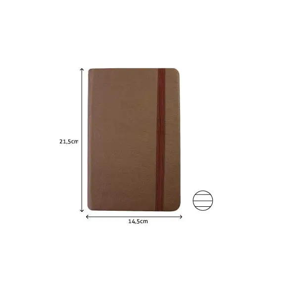 Bloco de Notas Pautado SMARTD 21,5x14,5cm Semi Pele Castanho - 116 Folhas | Loja online bluepixel.pt