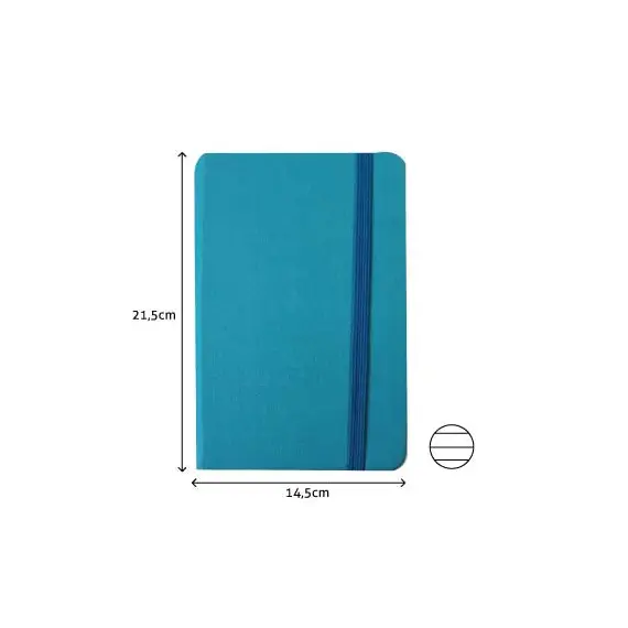 Bloco de Notas Pautado 21,5x14,5cm Semi Pele Azul Turquesa SMARTD | Papelaria de Qualidade