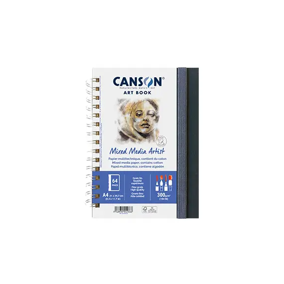 Caderno Canson Artbook Mixed Media A4 300g - Capa Resistente para Técnicas Mistas | Bluepixel.pt