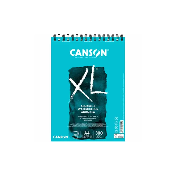 Bloco Espiralado Canson XL Aquarelle A4 300g - Papel de Alta Qualidade para Aquarela | bluepixel.pt
