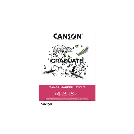 Bloco Canson Graduate Manga Marker Layout A3 70g - 50 Folhas para Desenho e Esboço | bluepixel.pt