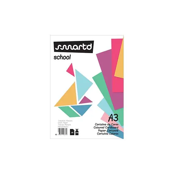 Bloco de Cartolina A3 Cores Sortidas 180g - SMARTD | 10 Folhas para Artes e Escola