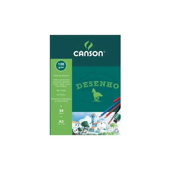 Bloco de Desenho A3 Canson 120g Colado - Qualidade Profissional para Artistas e Estudantes