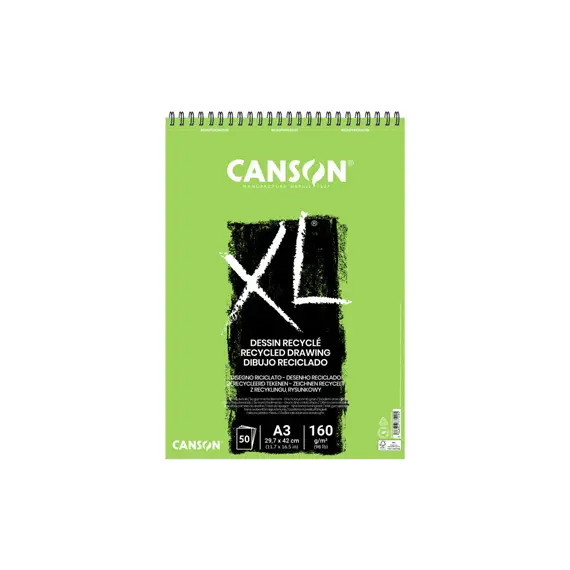 Bloco Espiralado Canson XL Recycle A3 160g 50 Folhas | Loja BluePixel