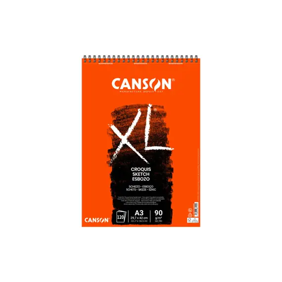 Bloco Espiralado Canson XL Croquis A3 90g 120 Folhas | Loja BluePixel