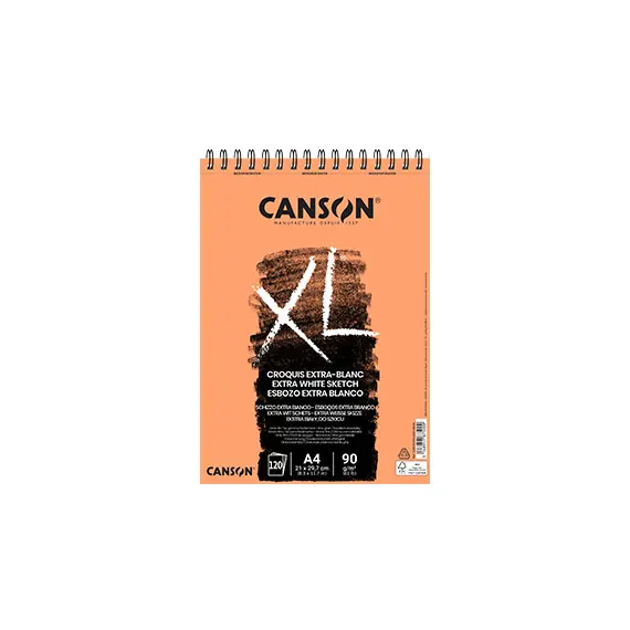 Bloco Espiralado Canson XL Extra Blanc A4 90g - Papel de Qualidade para Desenho na bluepixel.pt