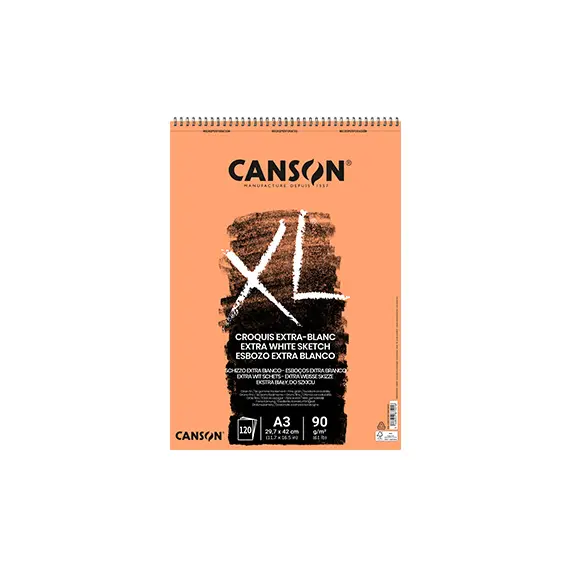 Bloco Espiralado Canson XL Extra Blanc A3 90g 120 Folhas | Loja BluePixel