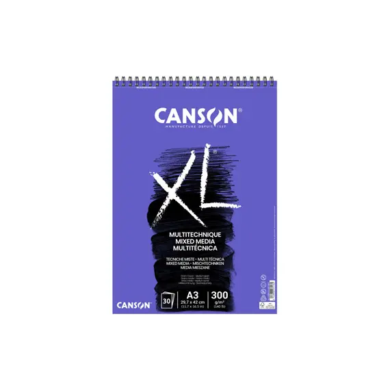 Bloco Espiralado Canson XL Mix Media A3 300g - Papel de Alta Qualidade para Técnicas Mistas