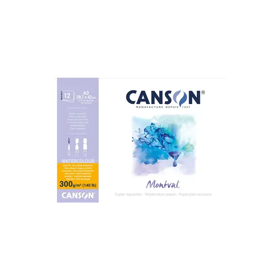 Bloco Colado Canson Montval A3 300g - Papel para Aquarela e Desenho | BluePixel.pt