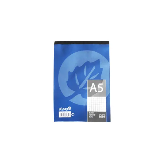 Bloco de Notas A5 Quadriculado ALBAN - 100 Folhas para Estudo e Escritura | bluepixel.pt