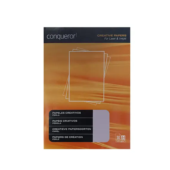 Papel Conqueror Criativo Pérola Acinzentado A4 120g - Alta Qualidade para Impressões e Escrita | bluepixel.pt