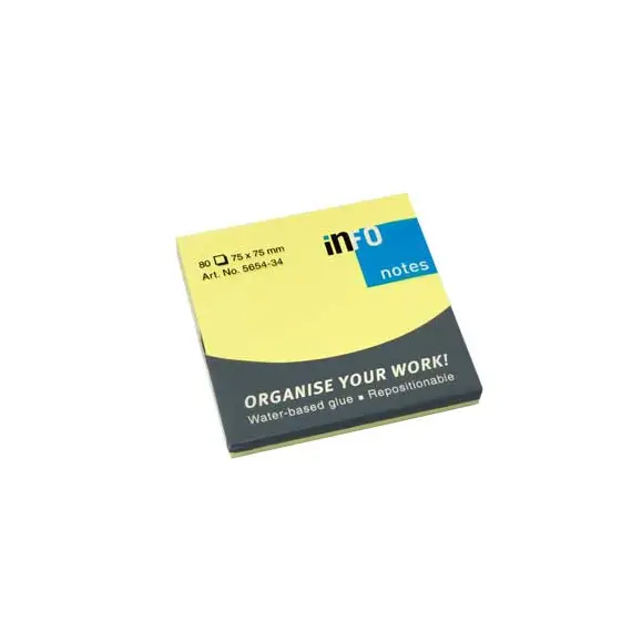 Bloco de Notas Aderentes 75x75mm Amarelo Forte INFONOTES - 80 Folhas | Loja BluePixel