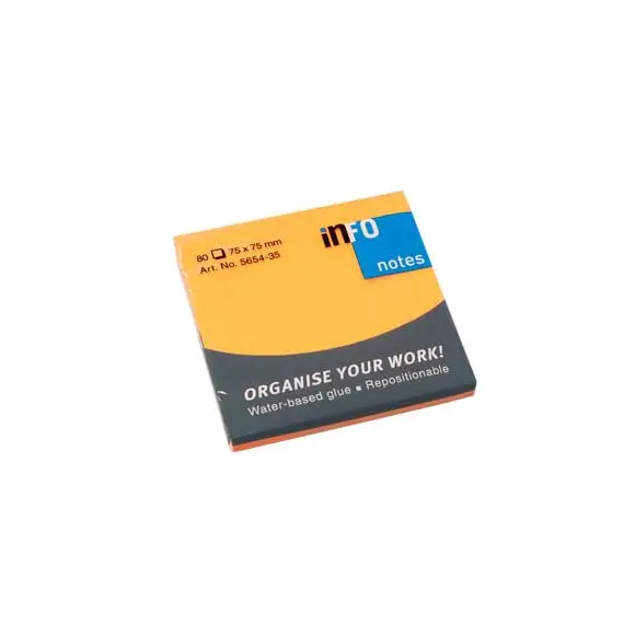 Bloco de Notas Aderentes 75x75mm Laranja INFONOTES - 80 Folhas | Loja BluePixel