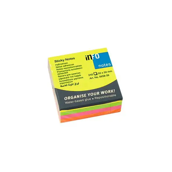 Bloco de Notas Aderentes Neon Cubo 50x50mm - 240 Folhas | Infonotes | Loja BluePixel