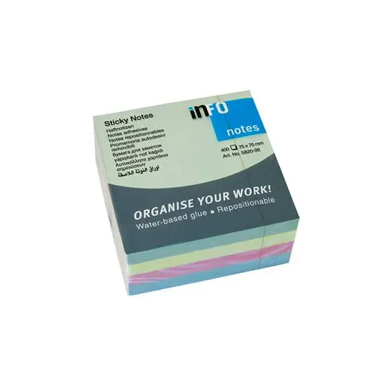 Bloco Notas Aderentes Pastel Cubo 075x075mm - INFONOTES | Loja online bluepixel.pt