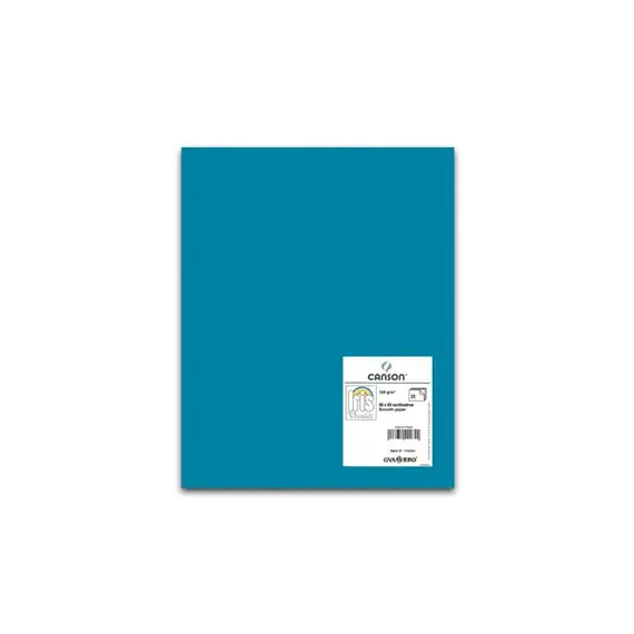 Cartolina Azul Caribe 50x65cm Canson 185g | Papel de Alta Qualidade para Artesanato e Desenho
