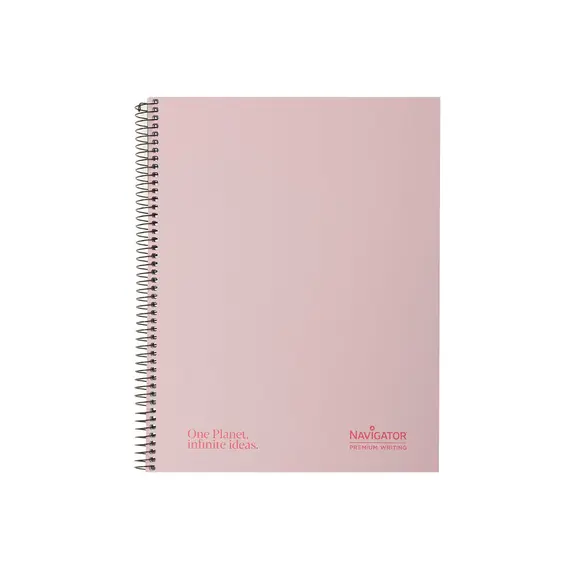 Caderno Espiral A4 Quadriculado Navigator Rosa Pastel 120 Folhas | Material Escolar de Qualidade