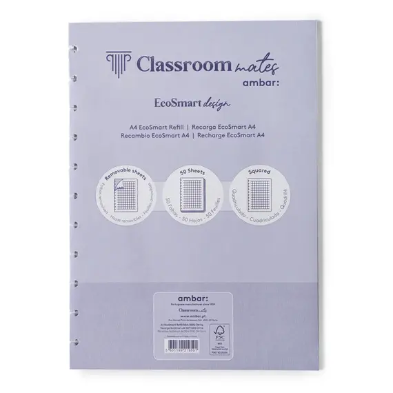 Recarga Caderno Ambar EcoSmart A4 Quadri 50 Folhas | Loja BluePixel