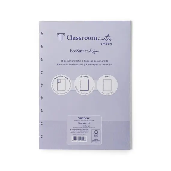 Recarga Caderno Inteligente Ambar EcoSmart B5 Liso 50 Folhas | Loja BluePixel