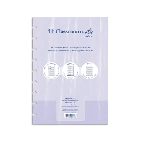 Recarga Caderno Ambar EcoSmart B5 Pautado | Papel Sustentável para Cadernos Inteligentes