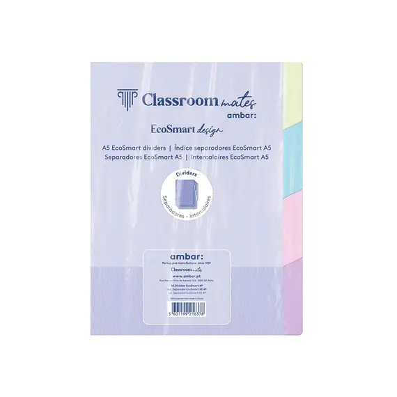 Separadores Caderno Ambar EcoSmart A5 - Pack de 4 unidades | Loja BluePixel