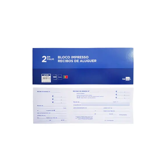 Bloco de Recibos de Renda NEUTRAL para Particulares e Comerciais | Loja BluePixel