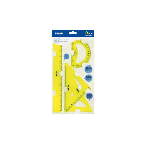 Conjunto de Geometria Flexível Amarelo MILAN - 4 Peças | Loja BluePixel