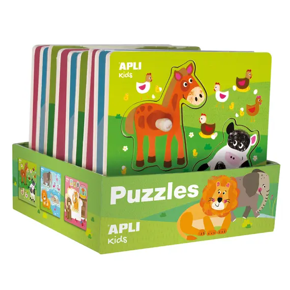 Puzzles Animais APLI Cx Expositor 9un - Diversão e Educação para Crianças