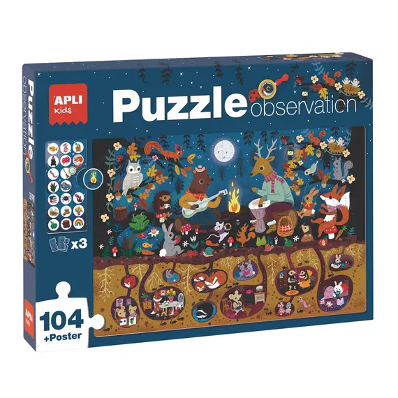 Jogo Educativo Puzzle Observação do Bosque APLI - 104 Peças | Loja BluePixel