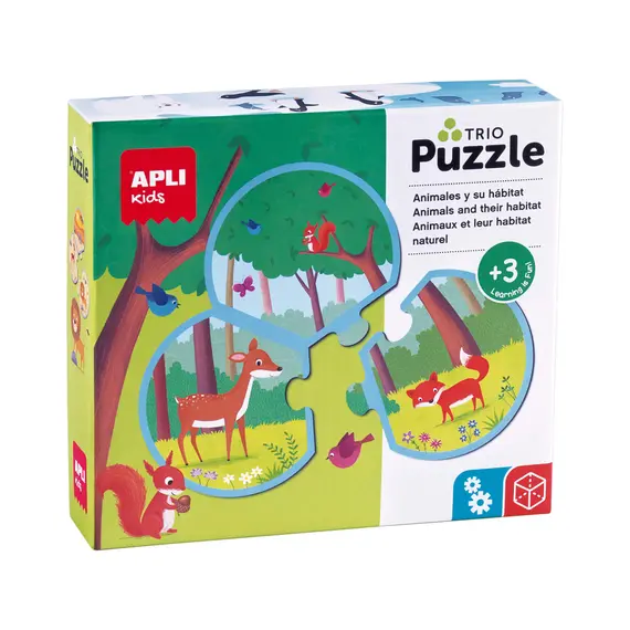 Puzzle Trio Animais 24 Peças da APLI | Brinquedo Educativo para Crianças