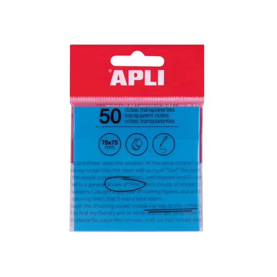 Bloco Notas Aderentes APLI 75x75mm Azul Transp - 50 Folhas | Loja BluePixel