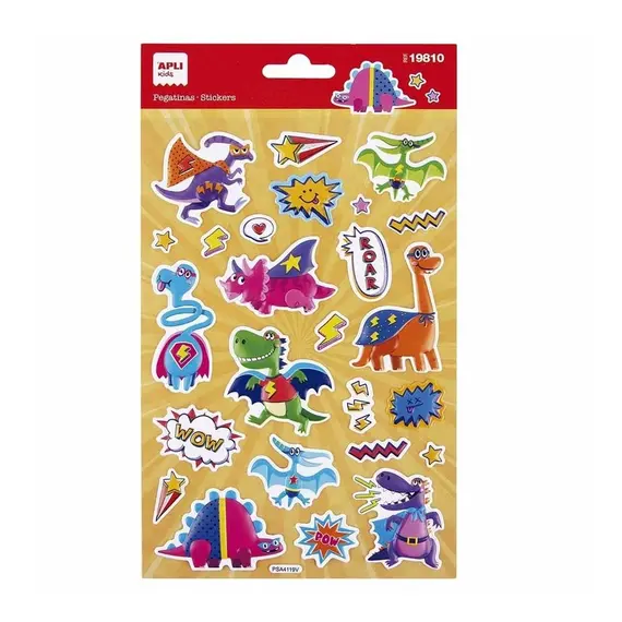 Autocolante Dinossauros e Super-Heróis - Folha de Adesivos para Decoração Infantil | APLI