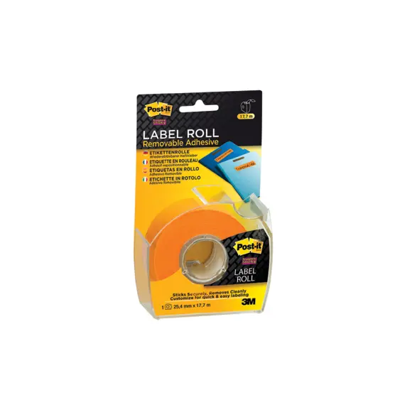 Etiquetas em Rolo Post-it 3M 25,4mm x 17,7m Laranja - Organização e Identificação