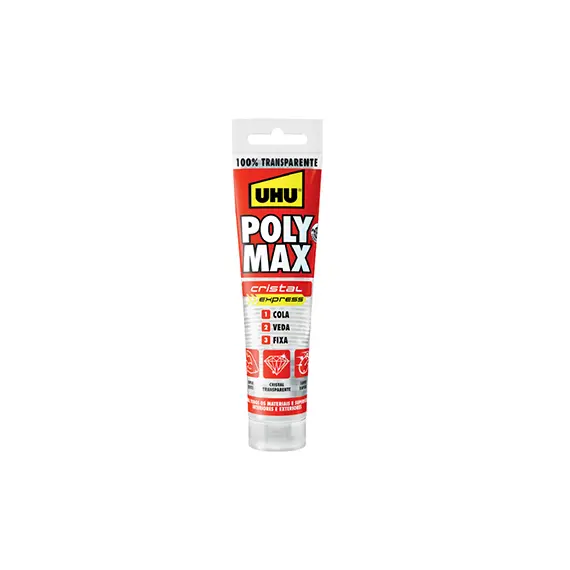 Cola e Veda Poly Max Cristal Express UHU 115g - Cola forte e transparente para várias aplicações