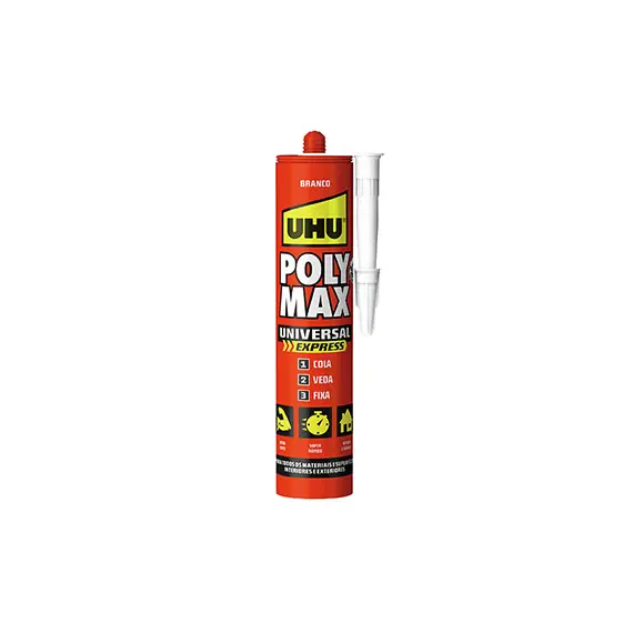 Cola e Veda Poly Max Universal Express Branco UHU 425g - Adesivo forte e rápido para várias aplicações