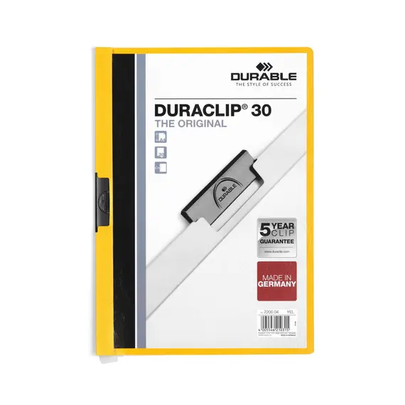 Classificador Clip Lateral Durable 2200 Amarelo - Organização de Documentos | bluepixel.pt