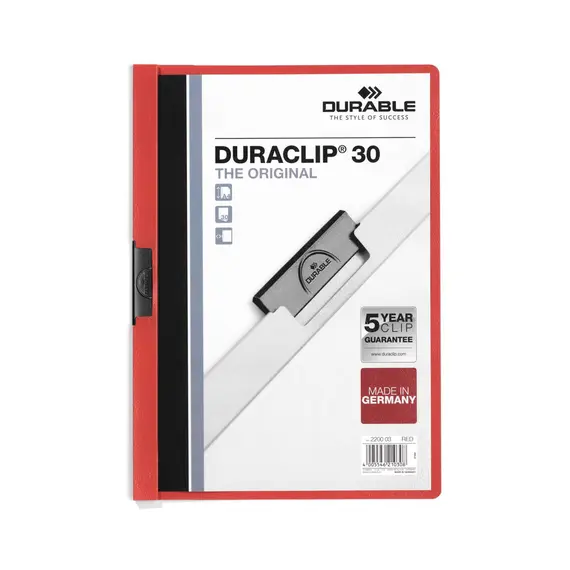 Classificador Clip Lateral Durable 2200 Vermelho | Organização de Documentos na BluePixel.pt