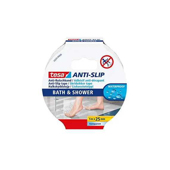 Fita Adesiva Antiderrapante TESA 25mm x 5m Transparente para Segurança no Banho