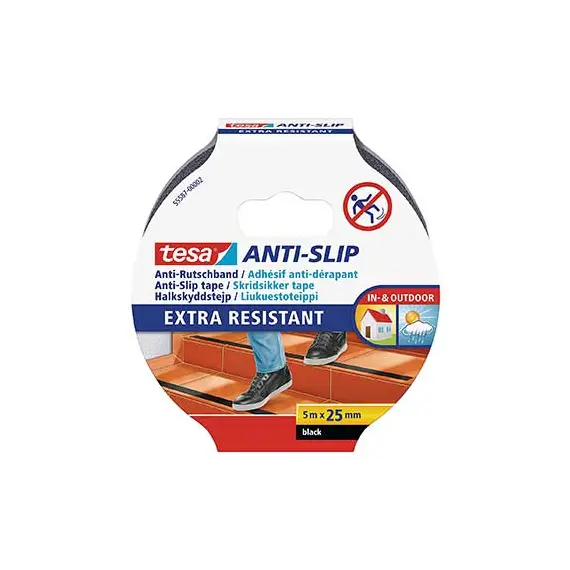 Fita Adesiva Antiderrapante TESA 25mm x 5m Preto | Segurança e Resistência