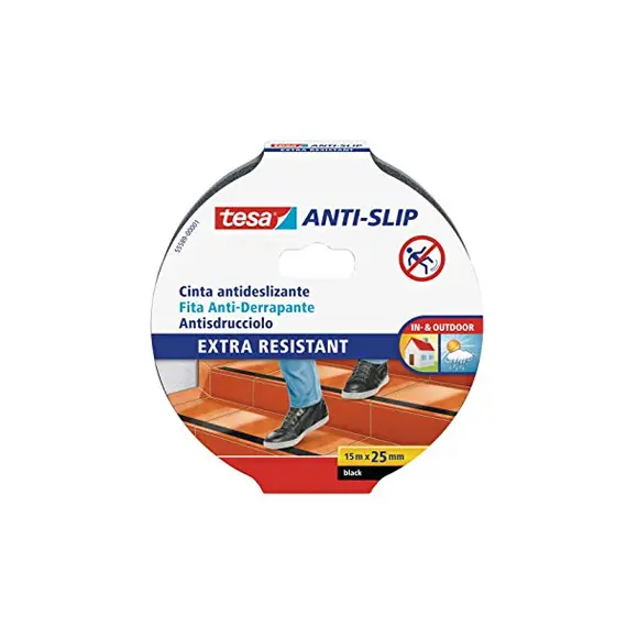 Fita Adesiva Antiderrapante TESA 25mm x 15m Preto - Segurança e Durabilidade