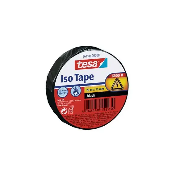 Fita Adesiva Tesa Isolamento Elétrico 19mmx20m Preto | Loja BluePixel